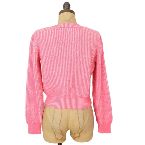 MILLY Plaited Stitch Sweater P (XS) Pink Ribbed Pullover Long Sleeve EUC B37 - Picture 4 of 6